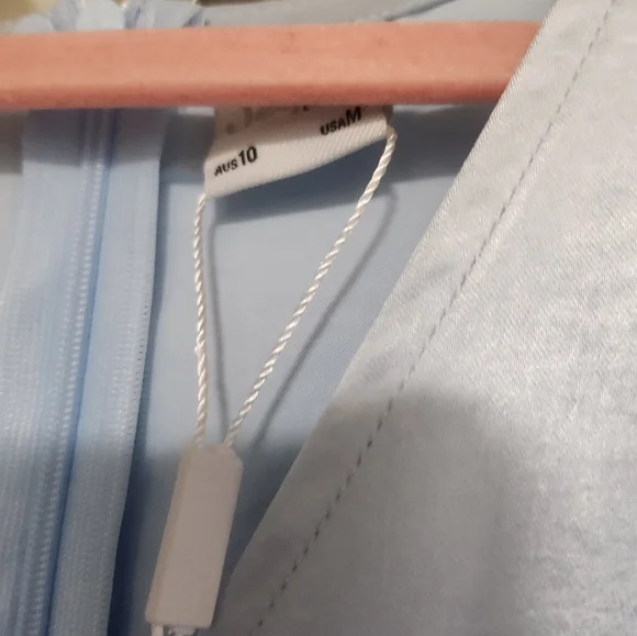 SOLD Selfie Leslie CAMI ANGEL SLEEVE FAUX WRAP DRESS STEEL BLUE - Picture 15 of 16